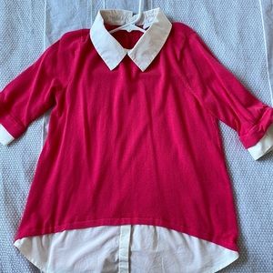 Pink high collared blouse